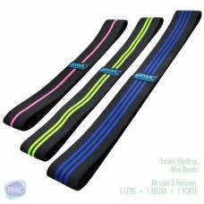 KIT FAIXAS ELÁSTICAS (MINI BANDS) COM 3 INTENSIDADES- RMC